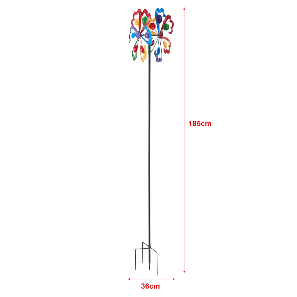 Girandola 'Bindal' per Giardino (AxØ) 185 x 36 cm Mulino a Vento in Metallo - Multicolore [casa.pro]