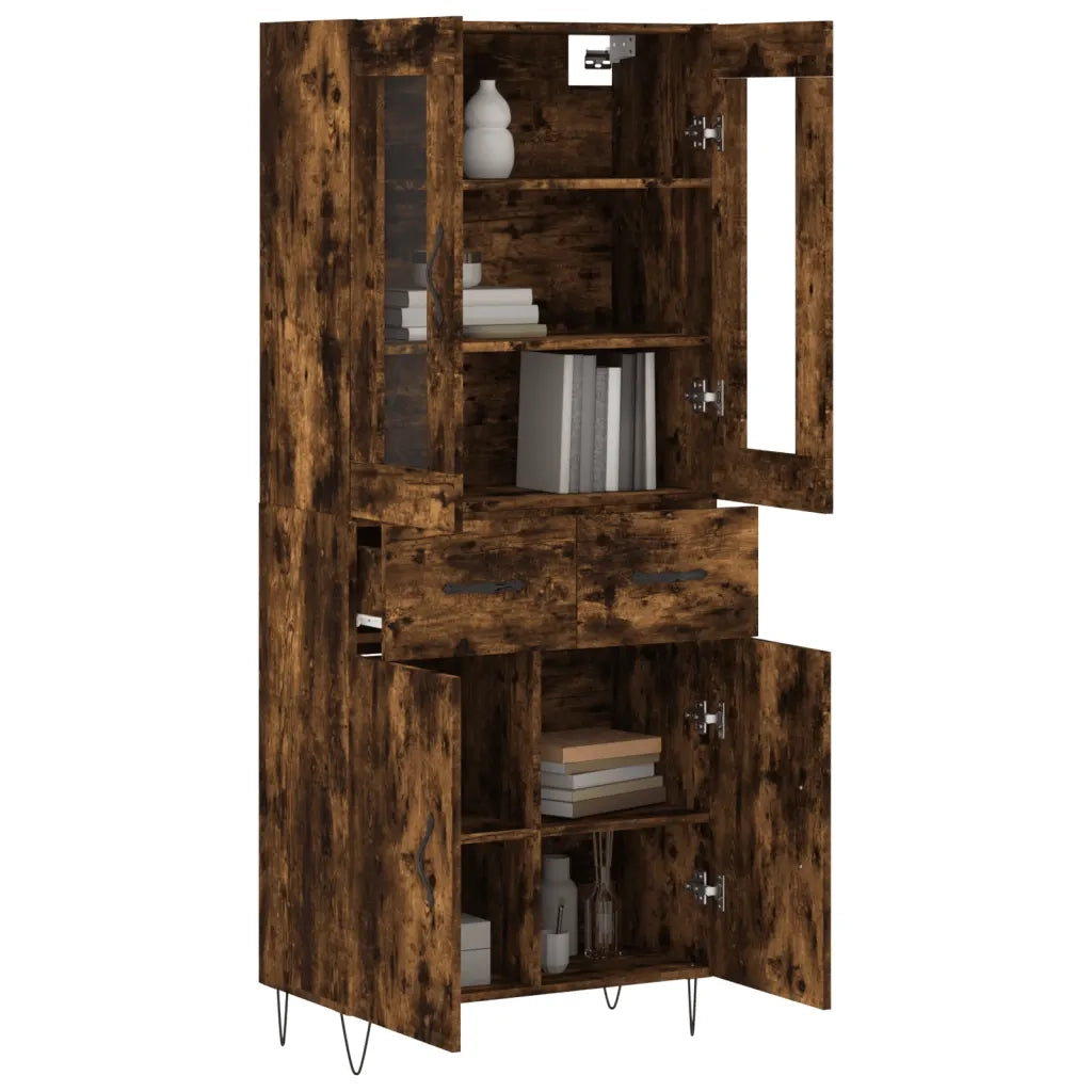 Credenza-Buffet-Armadio da cucina Rovere Fumo  69,5x34x180 cm in Legno Multistrato 664159