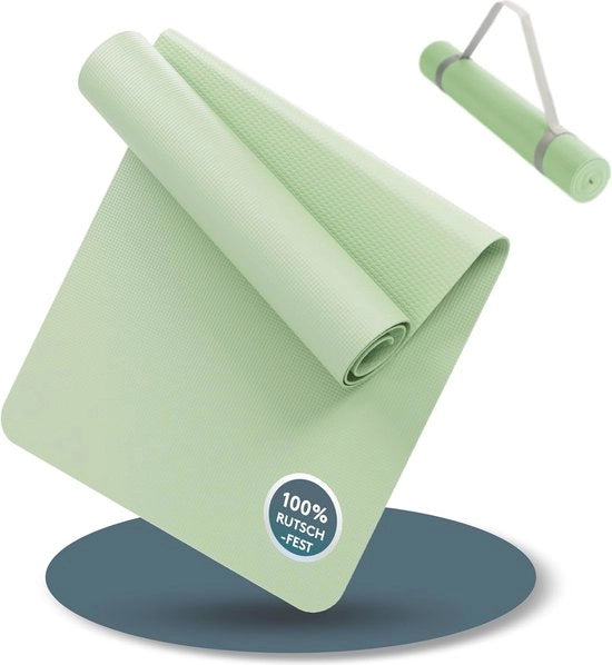 Mat di Yoga 180 x 60 cm - Mat di Fitness Antiscivolo con Cinturino per Yoga e Palestra