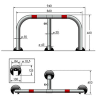 Barriera Dissuasore di Parcheggio Sosta in acciaio 86x46cm Parky AR580