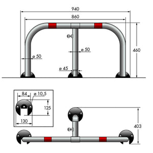 Barriera Dissuasore di Parcheggio Sosta in acciaio 86x46cm Parky AR580