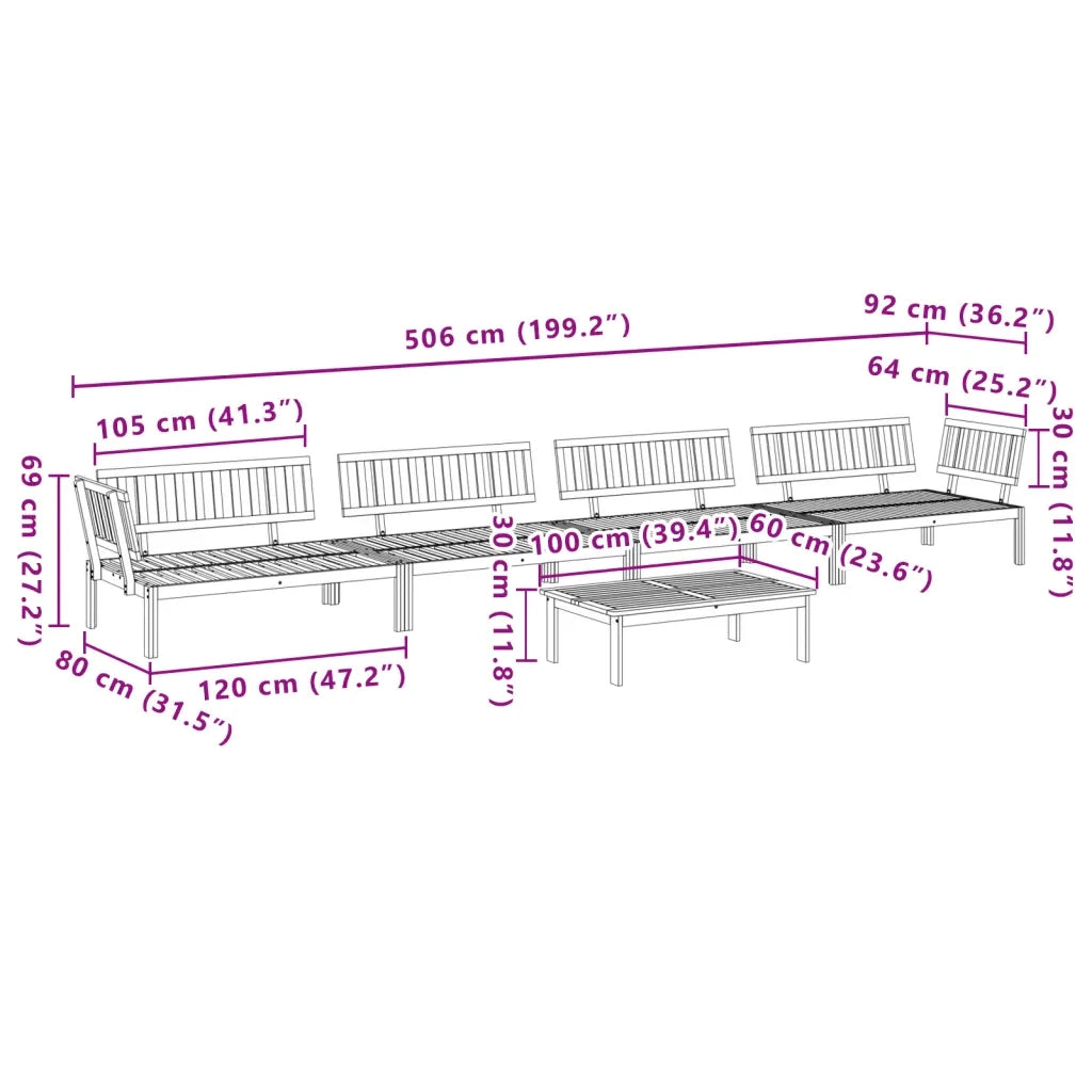 Set Divano Pallet da Giardino 5 pz in Legno Massello di Acacia 3209311