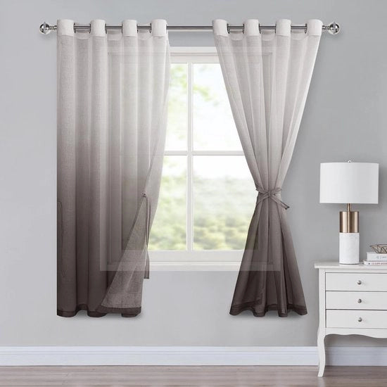 Set di tende a voile da 2 pezzi con effetto colorato - Lusso - Dimensioni H 160 x B 140 cm - Adatto per camera da letto/soggiorno - Alta qualità