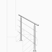 Ringhiera Balaustra Corrimano in acciaio inox 304 spazzolato 100x106cm per interni ed esterni 3 barre trasversali