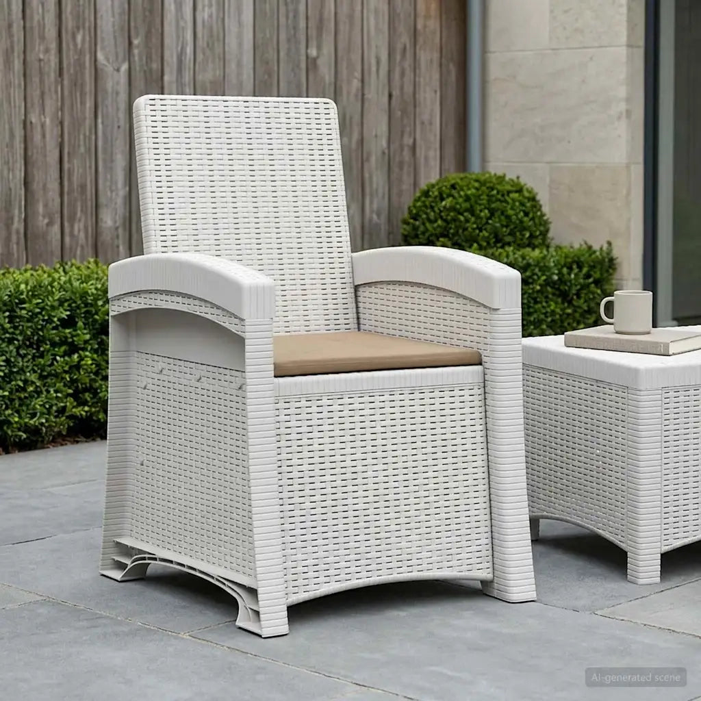 Sedia da giardino reclinabile effetto rattan Bianco e Tortora 8012010