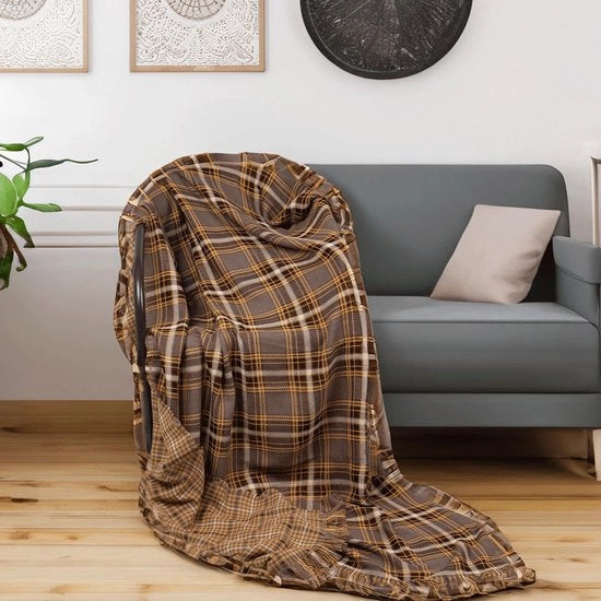 Asciugamano plaid reversibile - morbido/comfortevole - 100% acrilico - ruvido - ecologico - 227x11 cm - copri tavolo