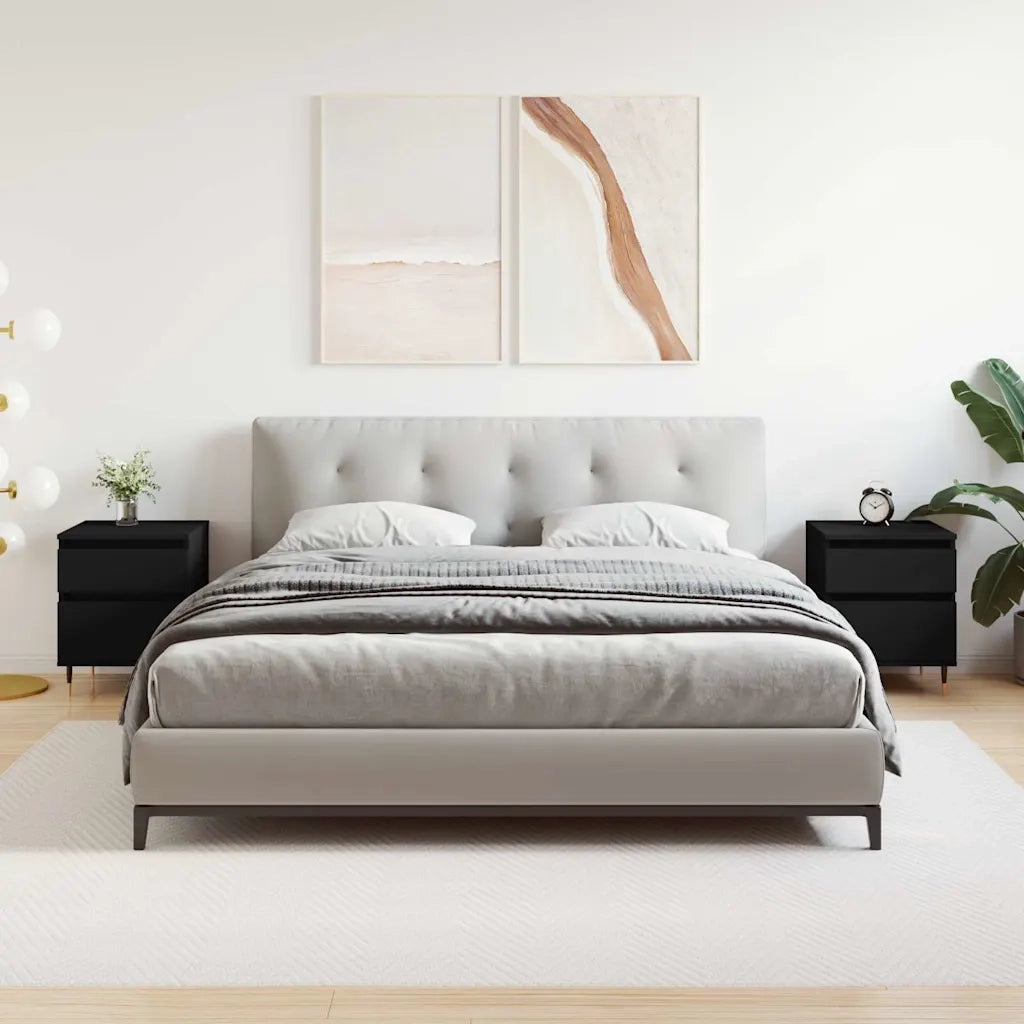 Comodini 2pz-Set di 2 Tavolino da notte Neri 40x35x50 cm in Legno Multistrato 480563