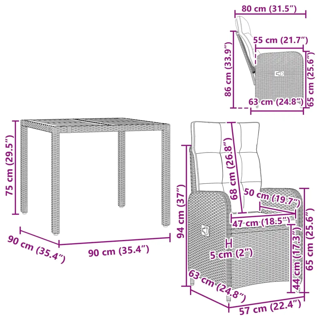 Set da pranzo per esterni 5 pz Grigio chiaro e grigio scuro 3422285