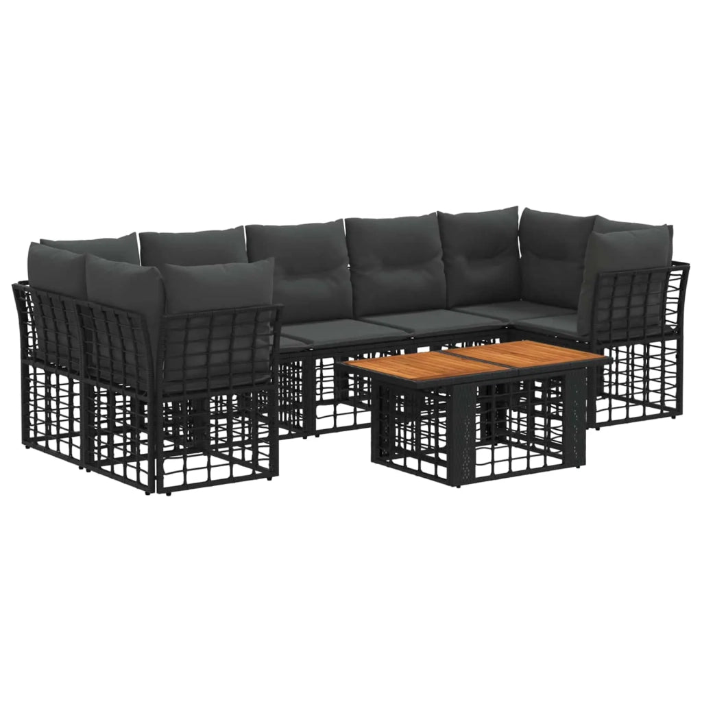 Set Divano da Giardino 8 pz Nero e Grigio scuro polyrattan 3437837