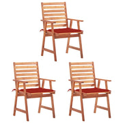 Sedie da Pranzo da Esterni con Cuscini 3 pz Massello di Acacia cod mxl 6304