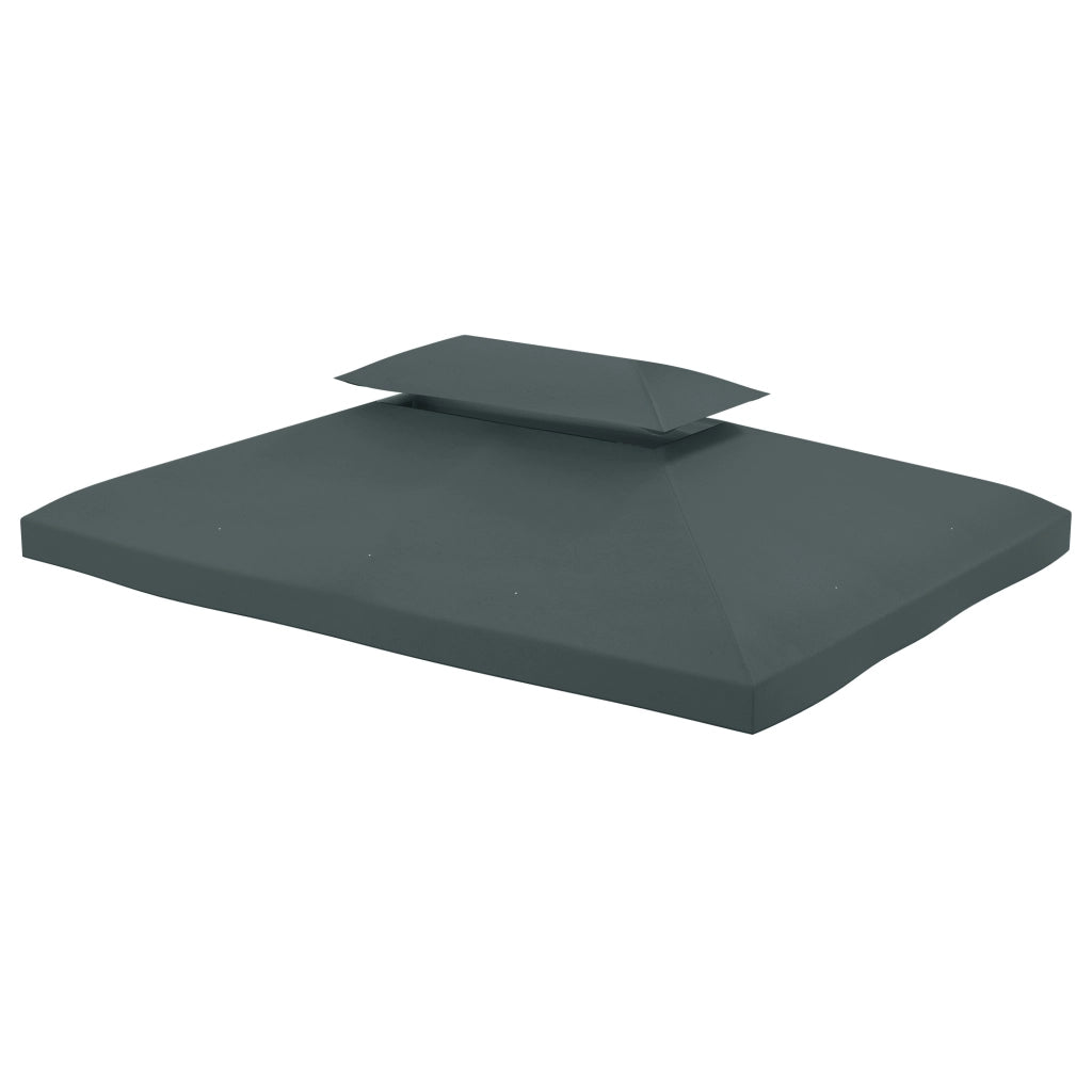 Copertura per Gazebo 4x3 m a 2 Livelli in Poliestere con Cinghie e 10 Fori di Drenaggio, Grigio Antracite