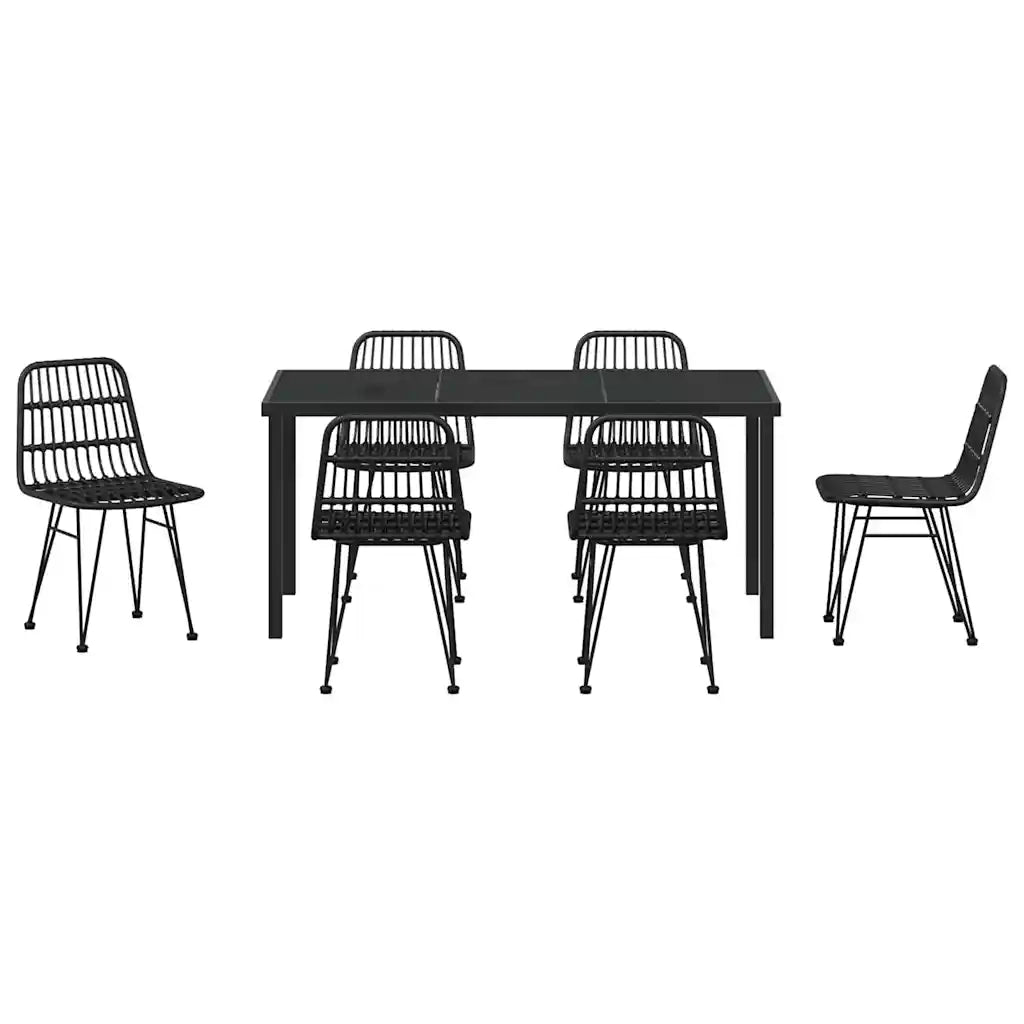 Set da Pranzo per Giardino 7 pcs Nero 3379202