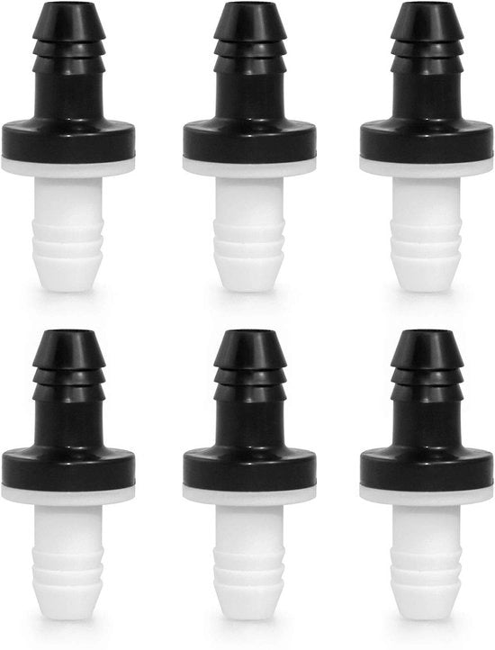 Terugslagklep 10mm - 6 pezzi - Alta qualità ABS - Duraturo - Resistente a temperature tra 25°C e 60°C - Membrana in gomma siliconica