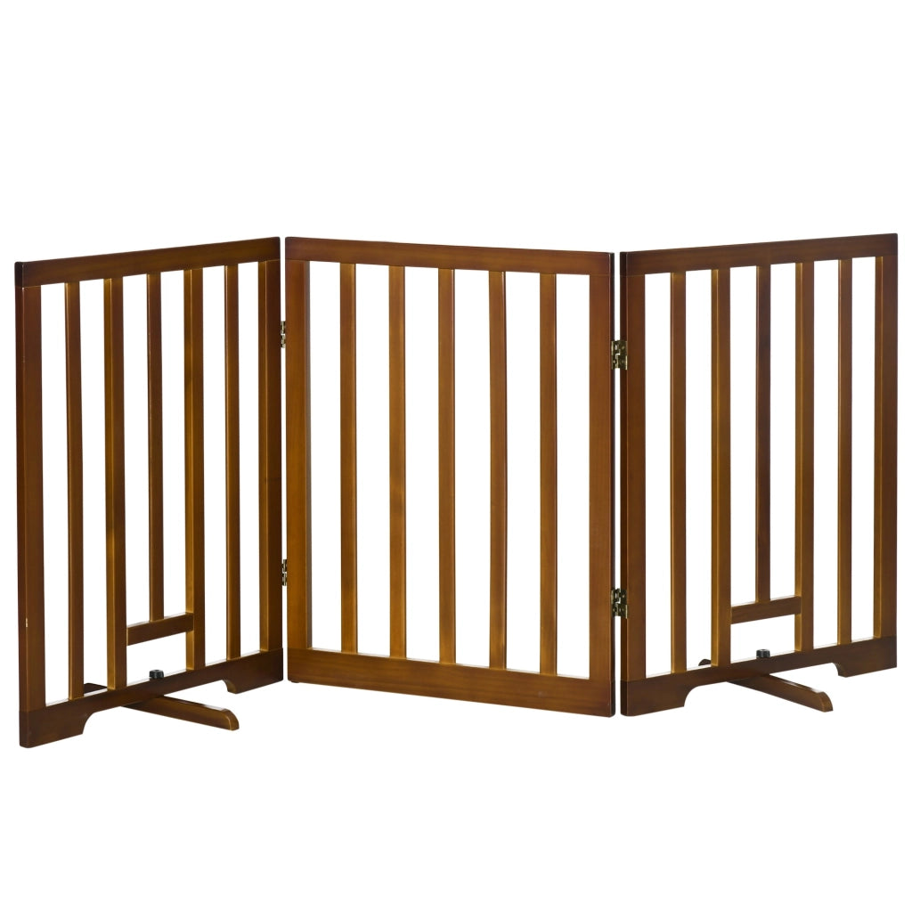 Cancellino per Cani  Pieghevole 181x35x76 cm in Legno di Pino Marrone Scuro