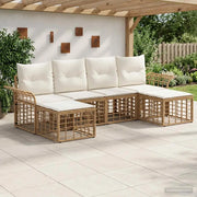 Set di divani da esterno 6 pcs Naturale e Bianco Crema