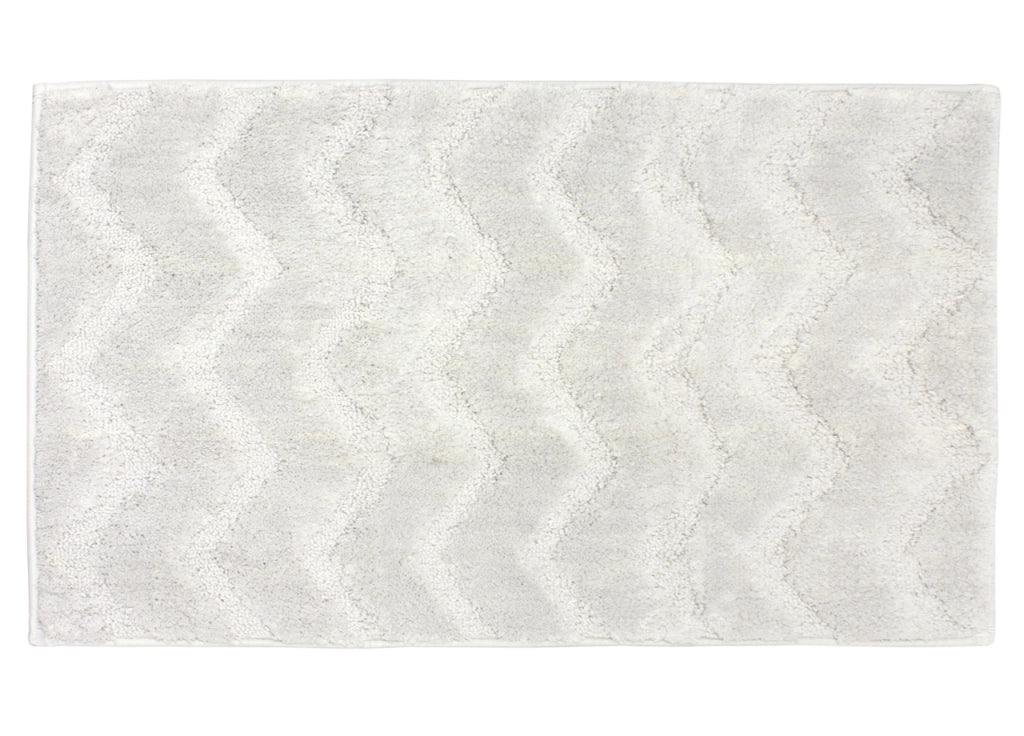 Tappeto Casa Bagno Morbido In Tinta Unita Zig Zag Modello ZigZagaria - 50x80 - Bianco