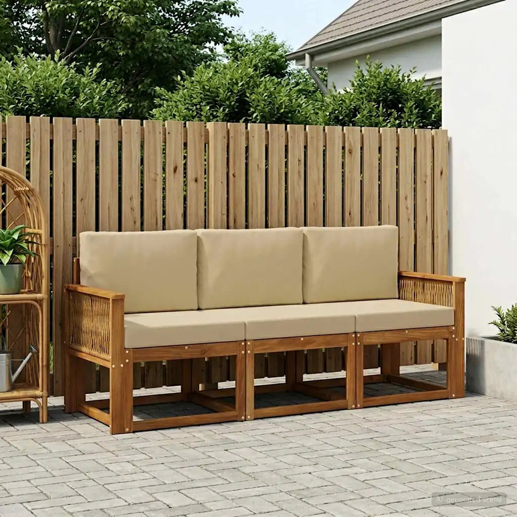 Set di divani da esterno 3 pcs Naturale e Beige Poliestere 3384959