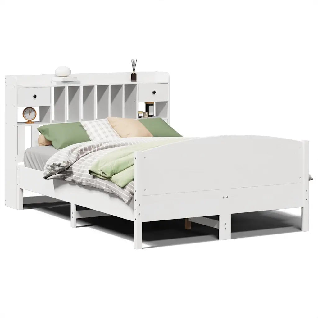 Letto Libreria senza Materasso Bianco 150x200 cm Legno di Pino 3323141