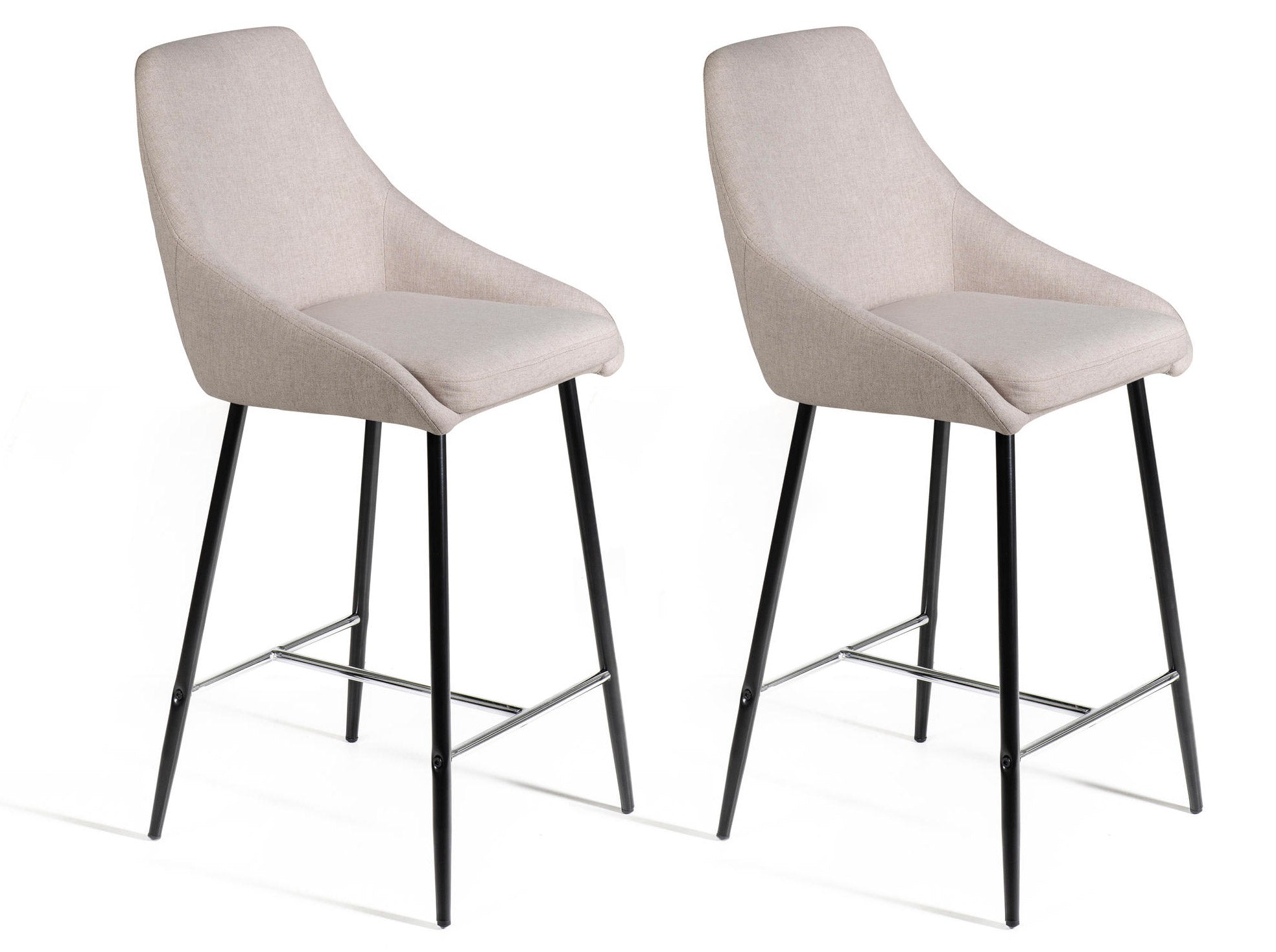 Set 2 Sgabelli 46x49x97 cm in Tessuto Ray Grigio Chiaro