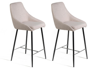 Set 2 Sgabelli 46x49x97 cm in Tessuto Ray Grigio Chiaro