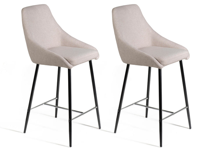 Set 2 Sgabelli 46x49x97 cm in Tessuto Ray Grigio Chiaro