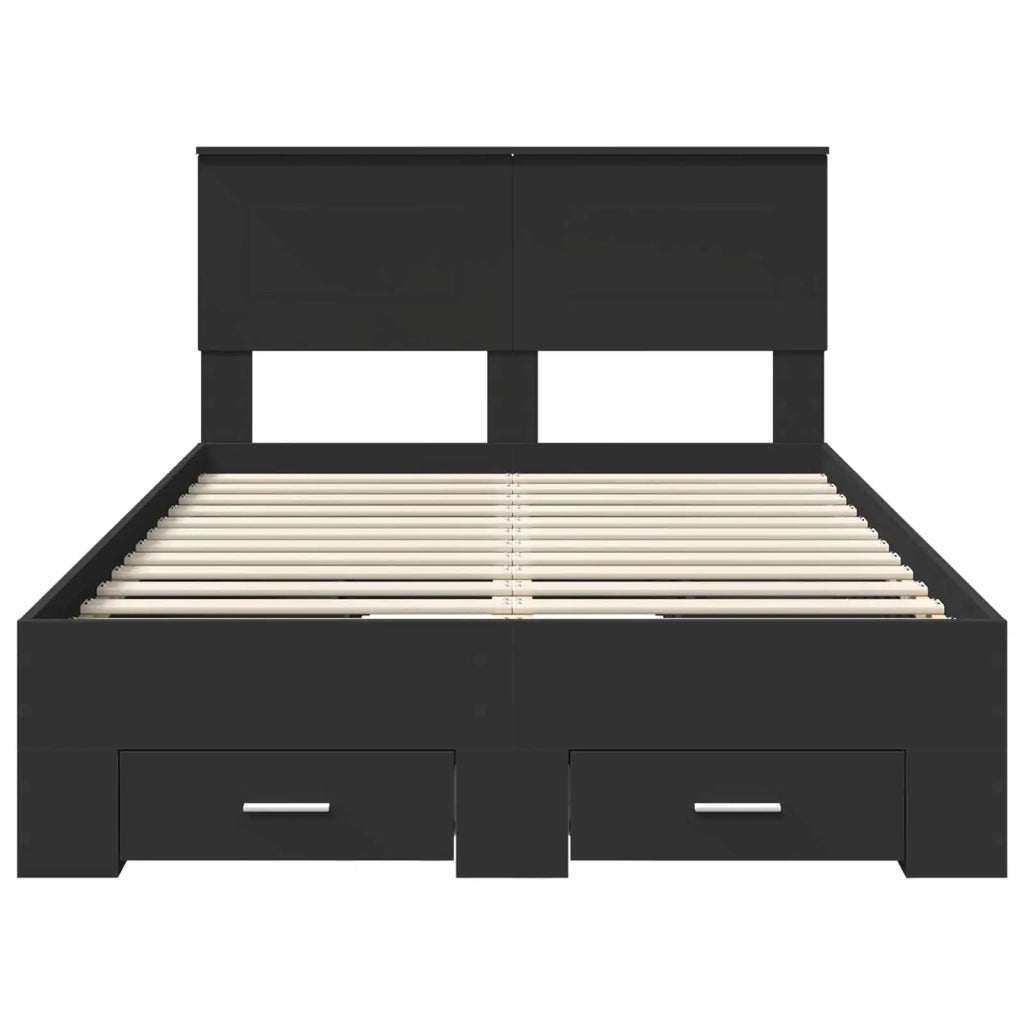 Struttura del letto-Giroletto Nero 135 x 190 cm Legno multistrato 173491