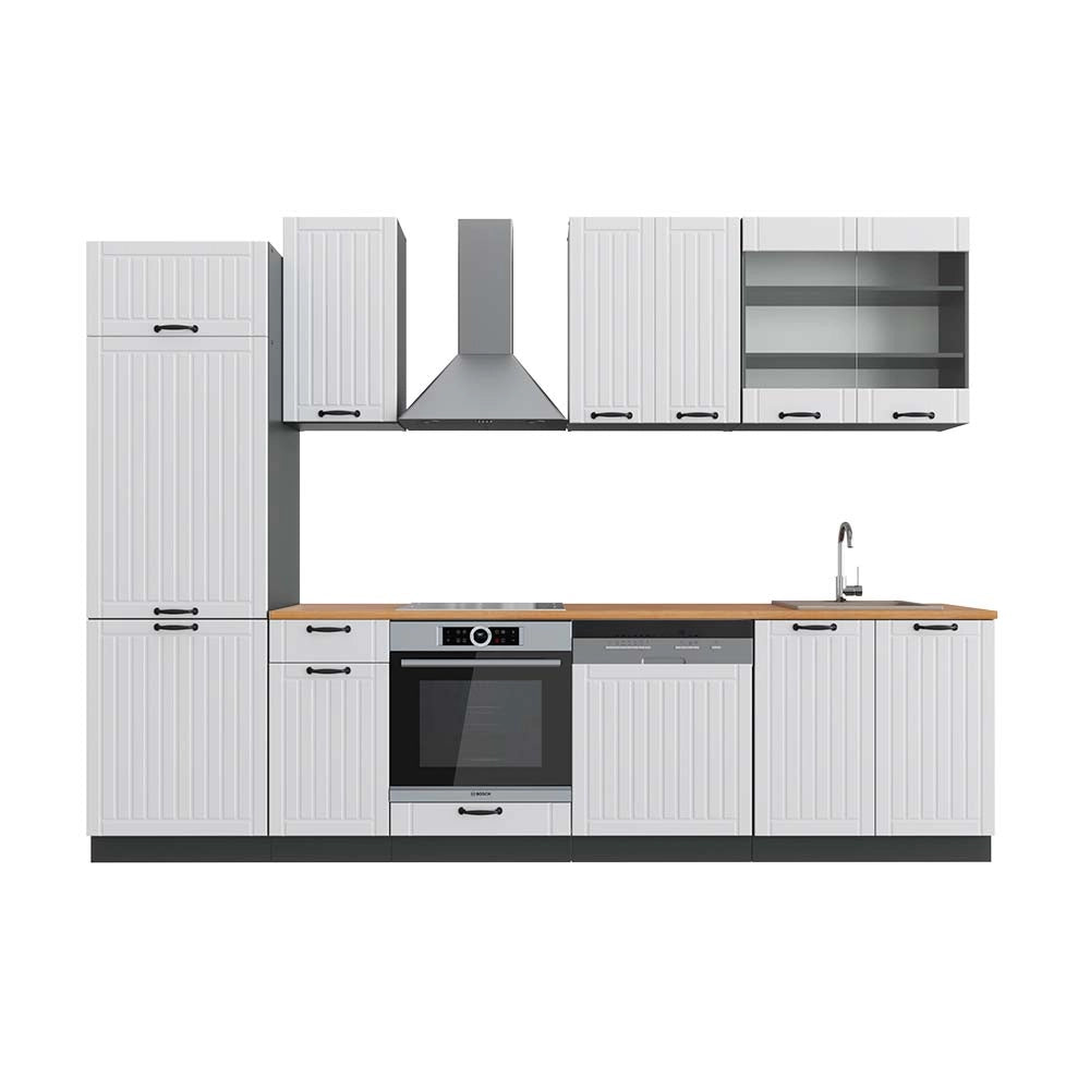 Cucina componibile Fame-Line Bianco rustico/Antracite 300 cm, PL Rovere Vicco