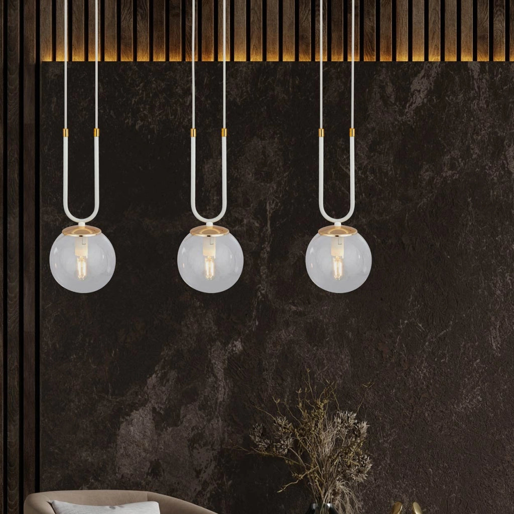 Lampadario Emibig Glam 3xE14 vetro trasparente bianco oro