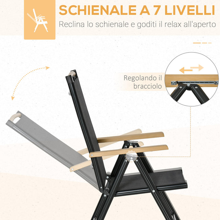 Set Tavolo e 4 Sedie da Giardino in Alluminio e Texteline Nero