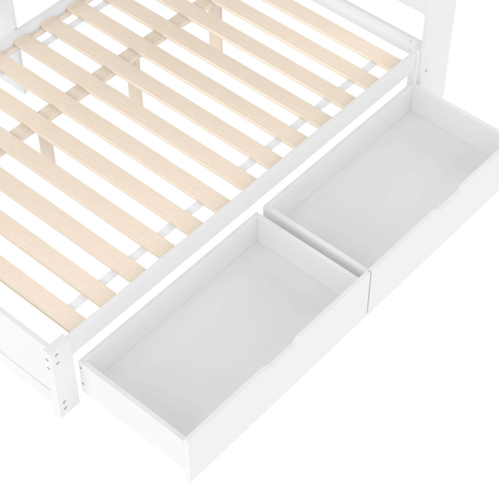 DESMIU Divano letto 140 × 200 cm 2 posti con 2 cassetti, presa di corrente e 2 porte USB, senza materasso, bianco