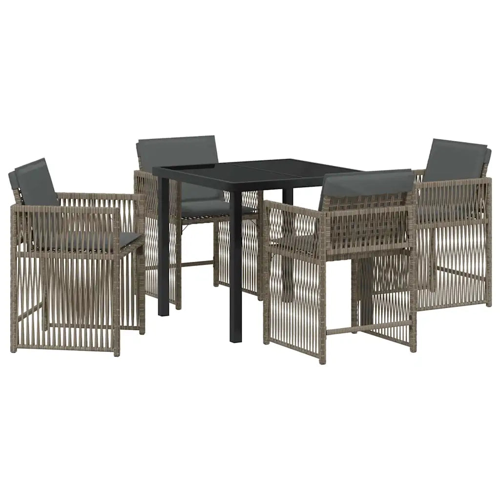 Set da Pranzo per Giardino 5 pcs Grigio polyrattan