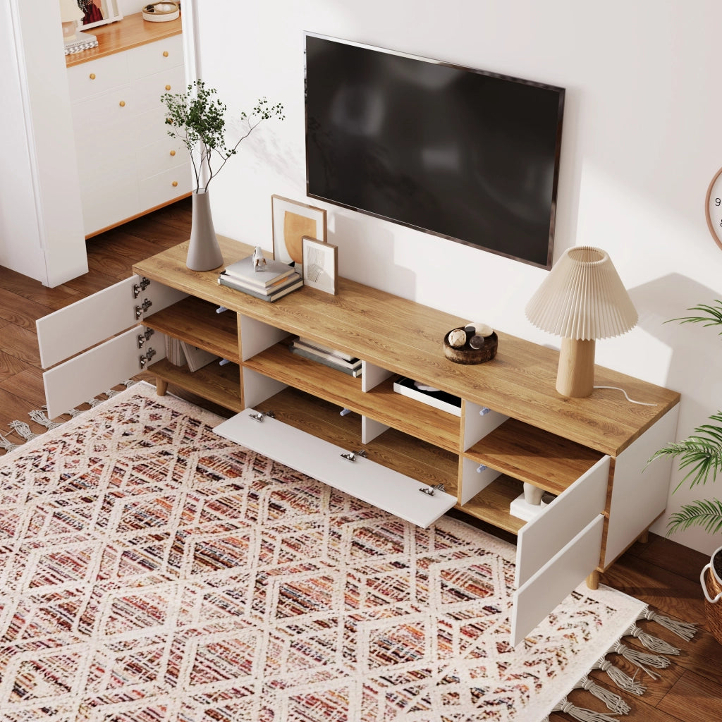 Mobile TV 175x37x51 cm; ampio spazio contenitivo; MDF bianco