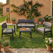 Salottino Outdoor Agnelo, set Salotto da Esterno 4 Posti Made in Italy, Nero Antracite