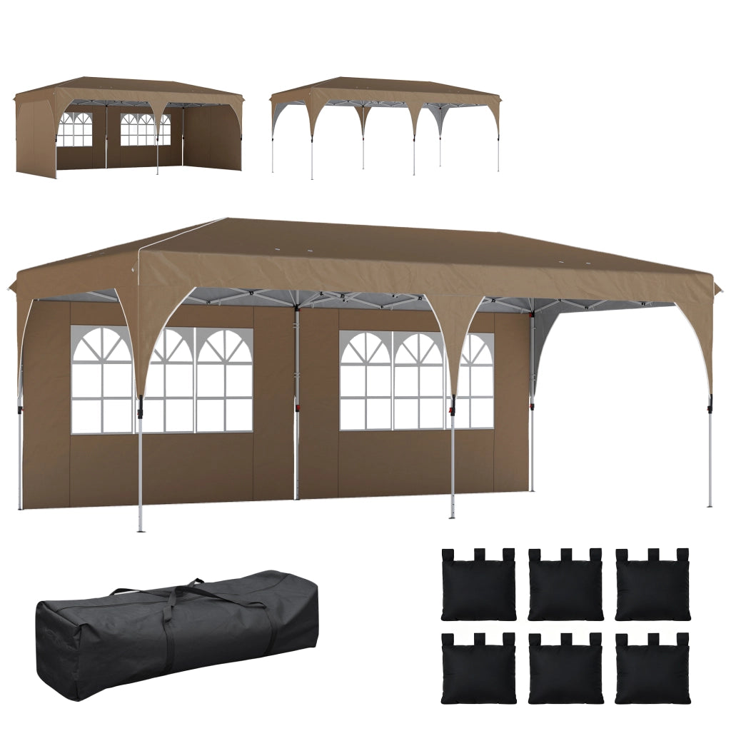 Tenda da giardino pieghevole ¨C zephmum ¨C beige 6x3 m impermeabile