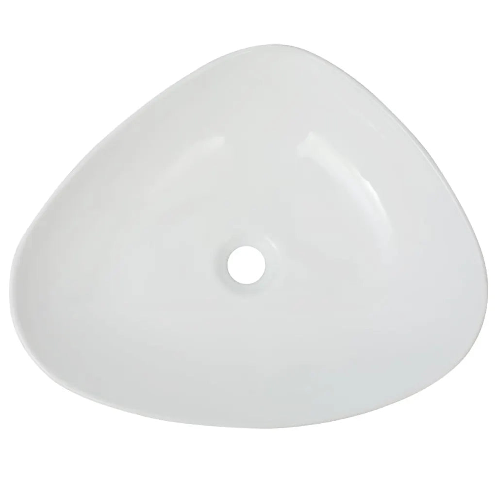 Lavandino-Lavabo-Lavello Triangolare in Ceramica Bianca 50,5x41x12 cm
