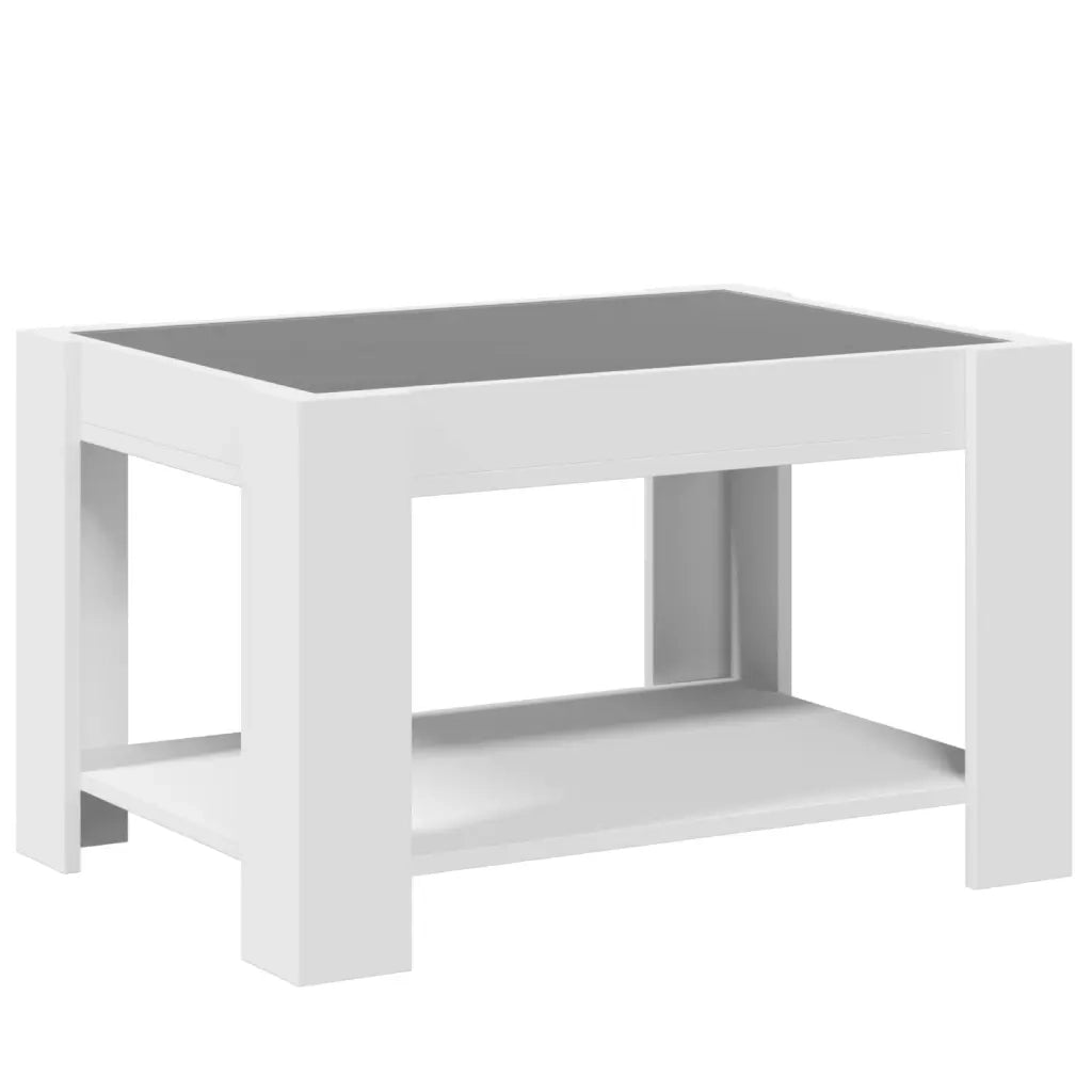 Tavolino Salotto con LED Bianco 73x53x45 cm Legno Multistrato