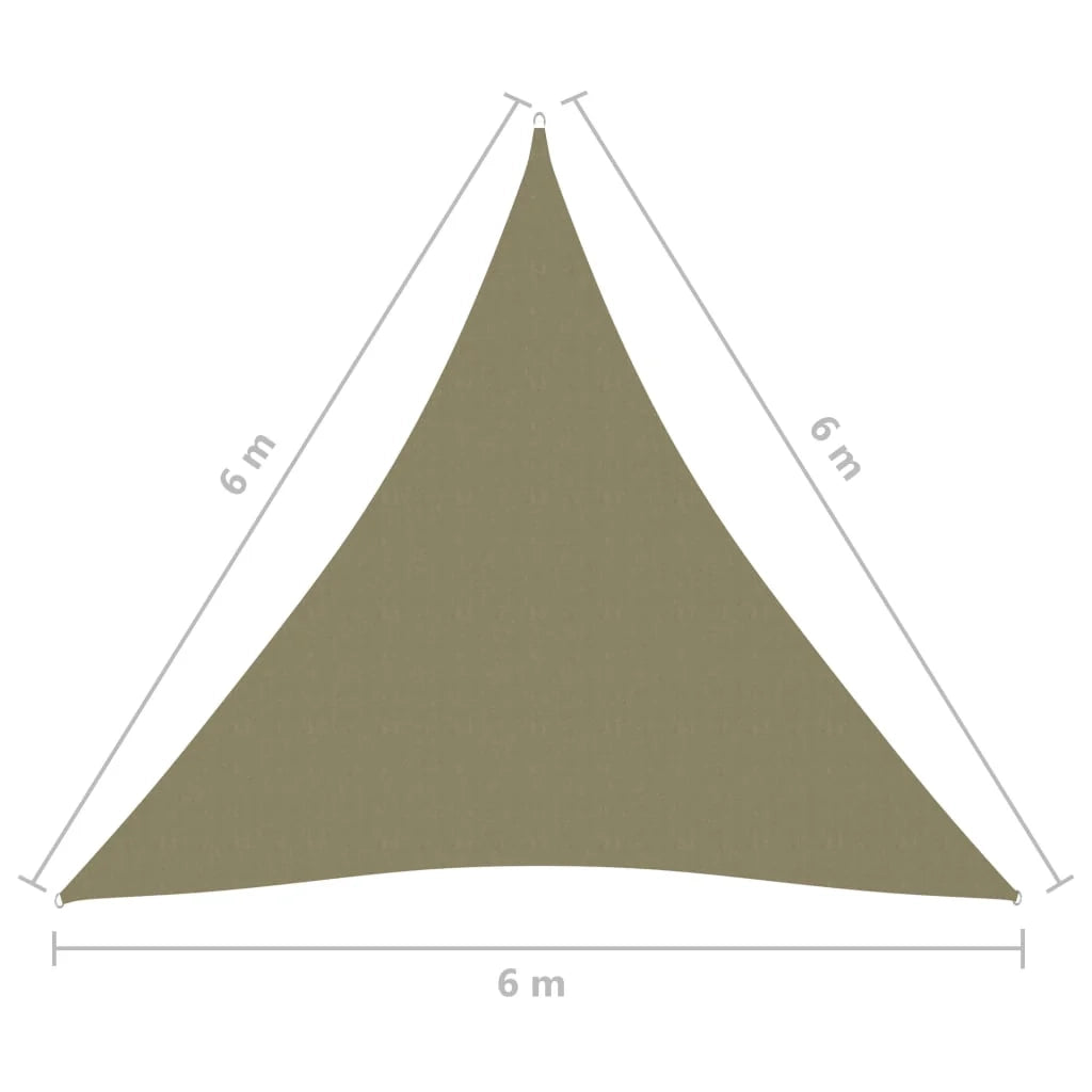 Vela ombreggiante triangolare in tessuto Oxford 6 x 6 x 6 m beige 02_0009945