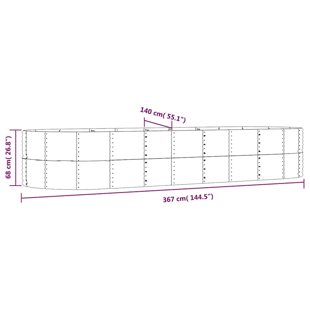Letto Giardino Acciaio Zincato 367x140x68cm Antracite 319106