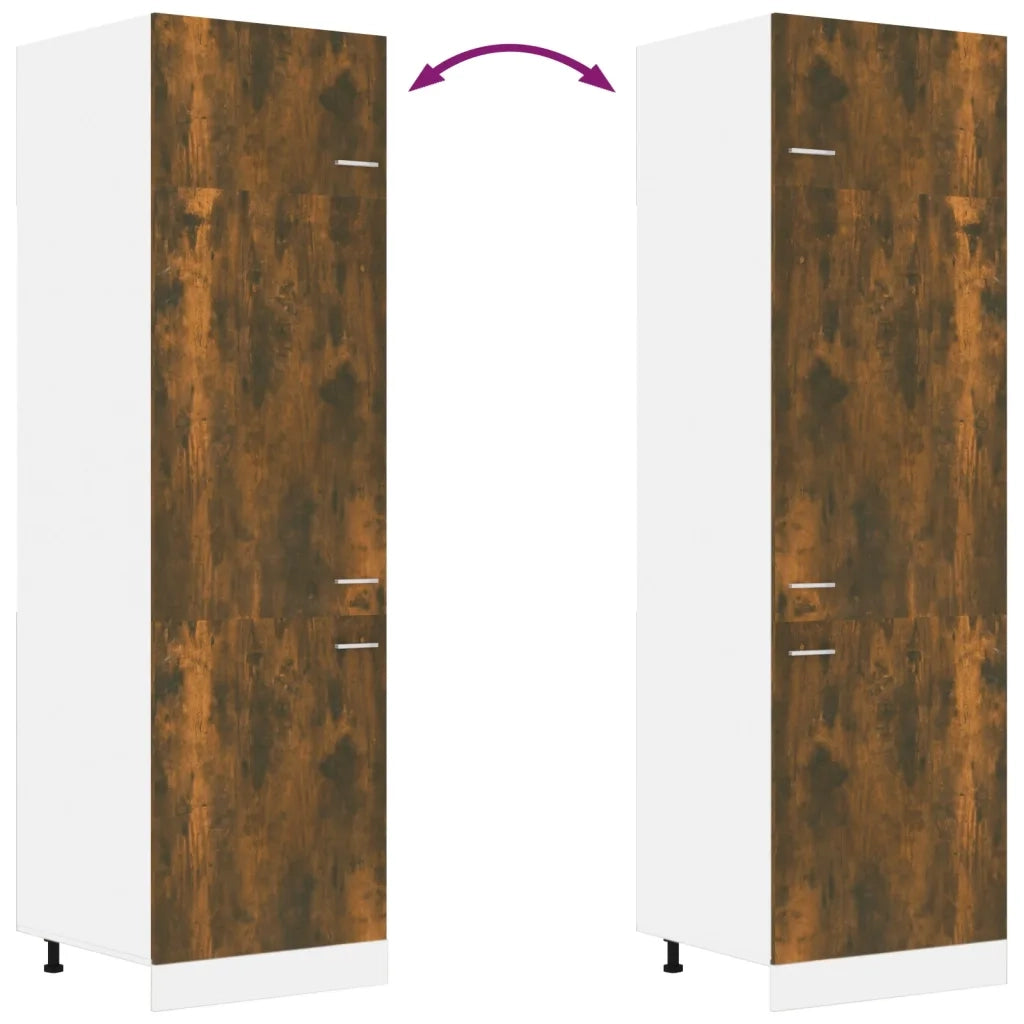 Pensile da cucina | Armadio per Frigo ¡°Lyon¡± Rovere Fumo 60x57x207 cm