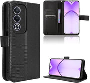 Custodia schokbestendente per smartphone - Flipcase con portafoglio e slot per carte di credito - Chiusura magnetica - Fibra di carbonio - Compatibile con OPPO A80 - Portafoglio