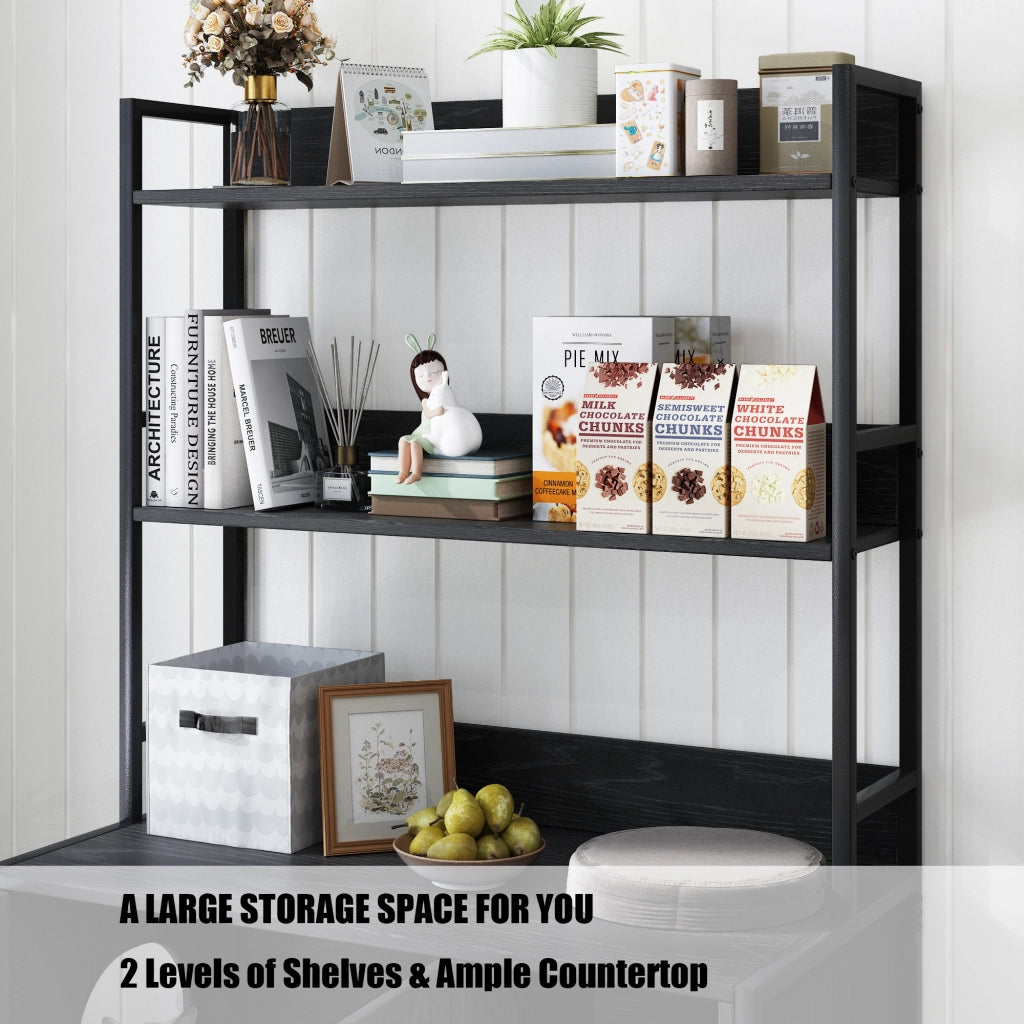 Mobile coperto per lettiera per gatti con 2 ante e ripiani, in metallo e legno, nero 96,2 × 55,2 × 16,2 cm