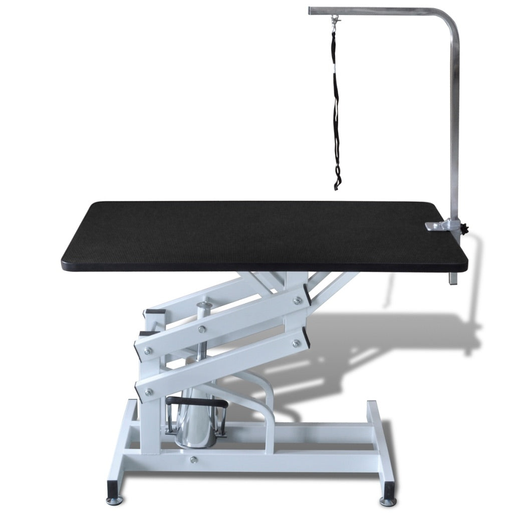 Tavolo per toelettatura cani regolabile idraulicamente con superficie antiscivolo nero 3702017