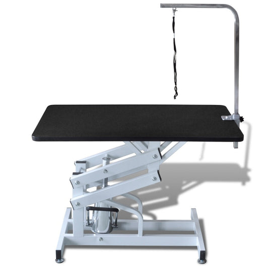 Tavolo per toelettatura cani regolabile idraulicamente con superficie antiscivolo nero 3702017