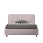 Letto Matrimoniale Francese 140x190 cm con Rete e Contenitore Imbottito in Microfibra Appia Large Glicine