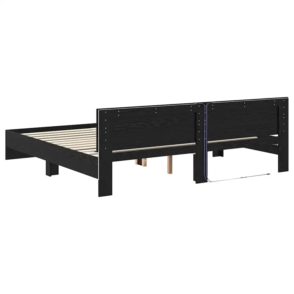 Letto matrimoniale | Letto per adulti | Struttura del letto Rovere Nero 200 x 200 cm Legno multistrato