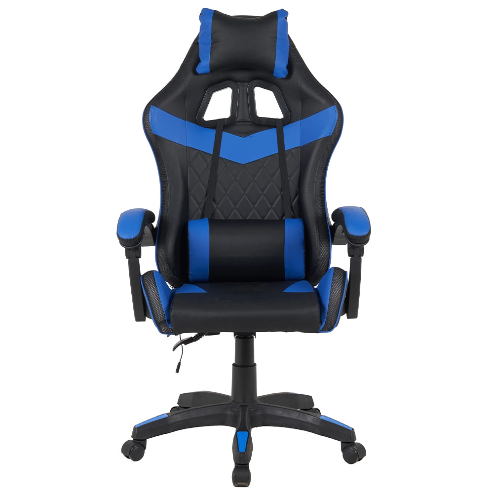 Sedia Gaming Scrivania Led RGB Ergonomica Altezza Eegolabile con 2Cuscini Nero Blu