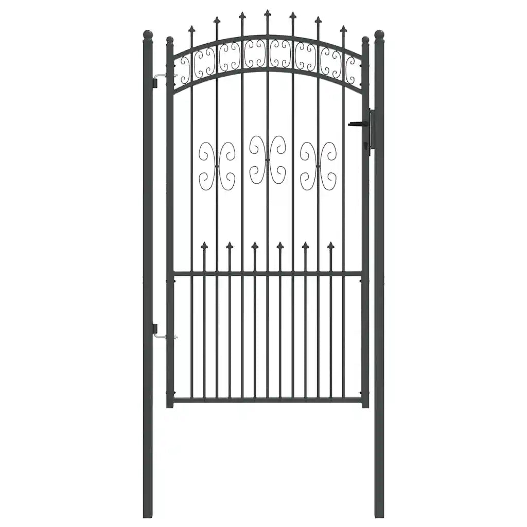 Cancello con Punta a Lancia KAMPEN 103 x 175 cm Acciaio Grigio 42009041
