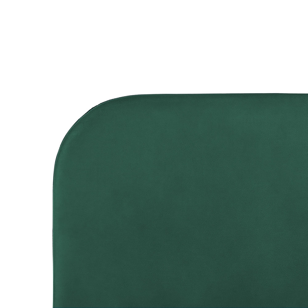 Letto verde smeraldo velluto tappezzeria doppia dimensione gambe dorate testiera con rete a doghe 140 x 200 cm design minimalista