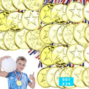 100 medaglie d'oro per bambini - fascia tricolore in nylon - feste di calcio - ragazzi e bambini.