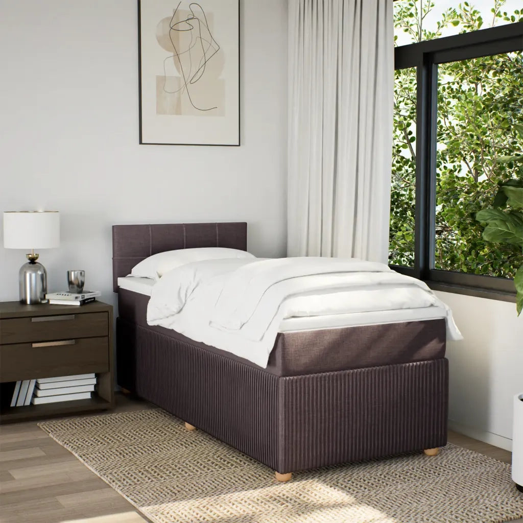 Giroletto a Molle con Materasso Marrone Scuro 80x200 cm Tessuto 3287286